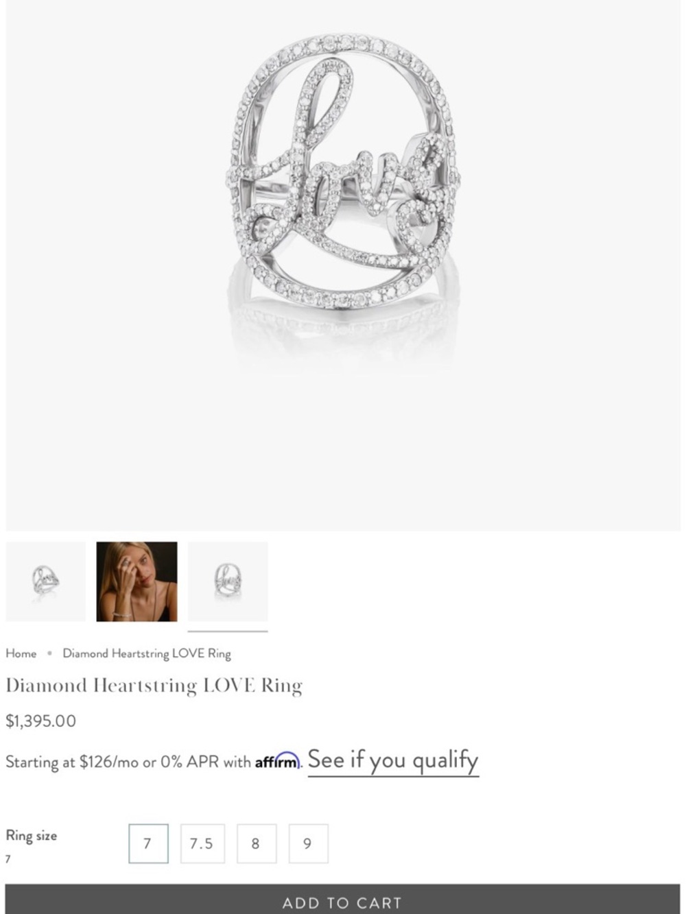 Sheryl Lowe Love Script Pavé Ring in Silver 7
